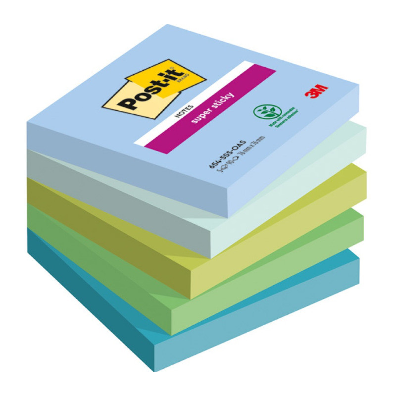 Bloczek samoprzylepny 76x76mm 90k mix kolorów (5szt) POST-IT Super Sticky OASIS