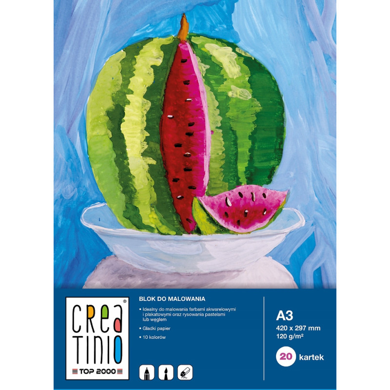 Blok do malowania A3 20 kartek rysunkowy 120g biały 400079859 CREATINIO