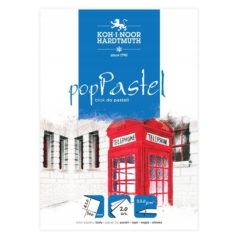 Blok do pasteli 300x420mm 20k 220g biały POP PASTEL BLO-PA300 KOH-I-NOOR