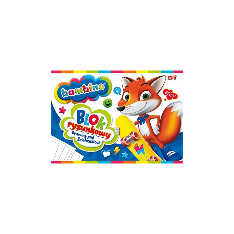Blok rysunkowy szkolny A4 biały 20 kartek 80g BAMBINO