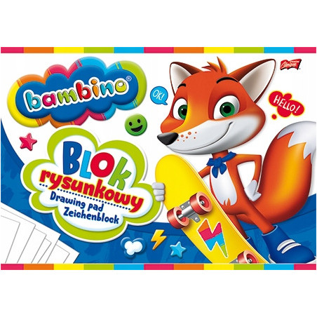 Blok rysunkowy szkolny A4 biały 20 kartek 80g BAMBINO