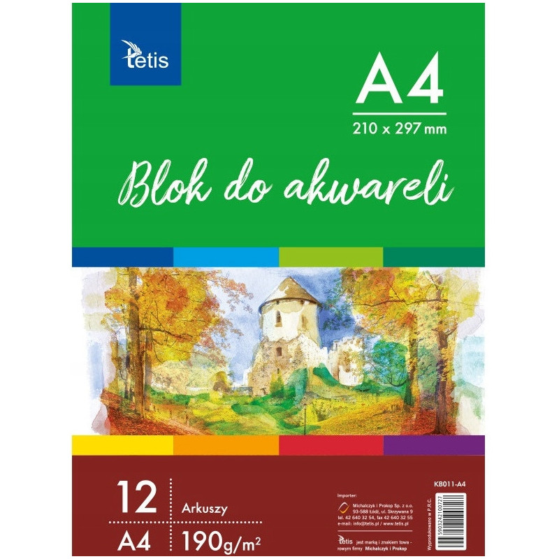 Blok do akwareli A4 12k 190g KB011-A4 TETIS