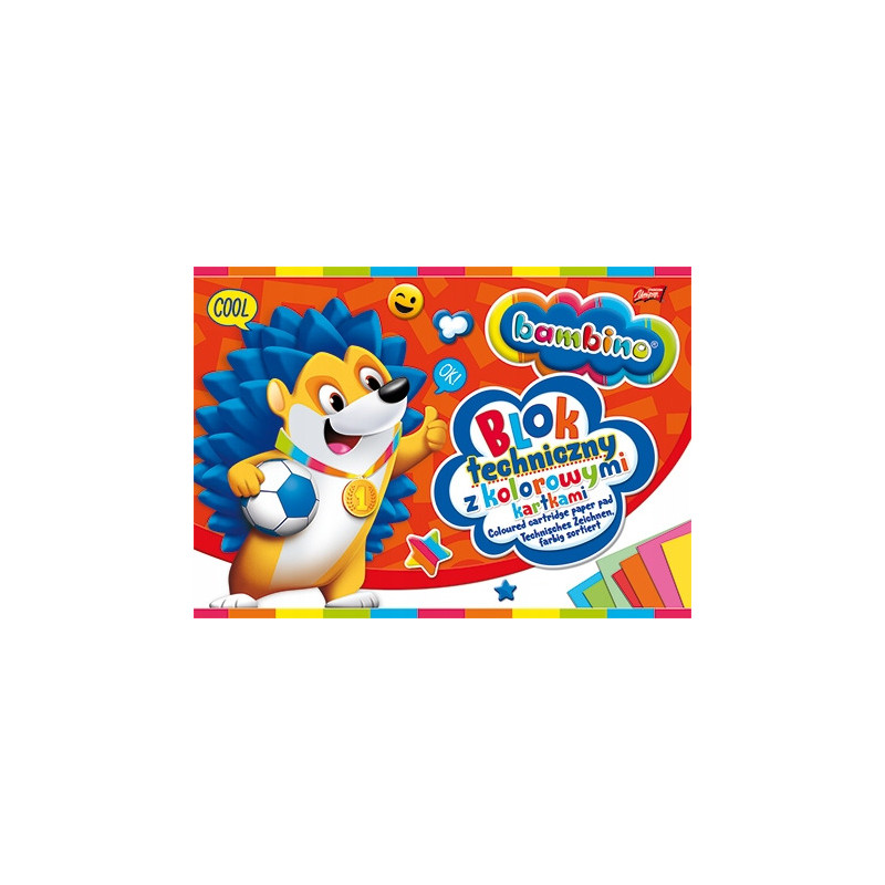 Blok techniczny szkolny A4 kolorowy 10 kartek 160g BAMBINO