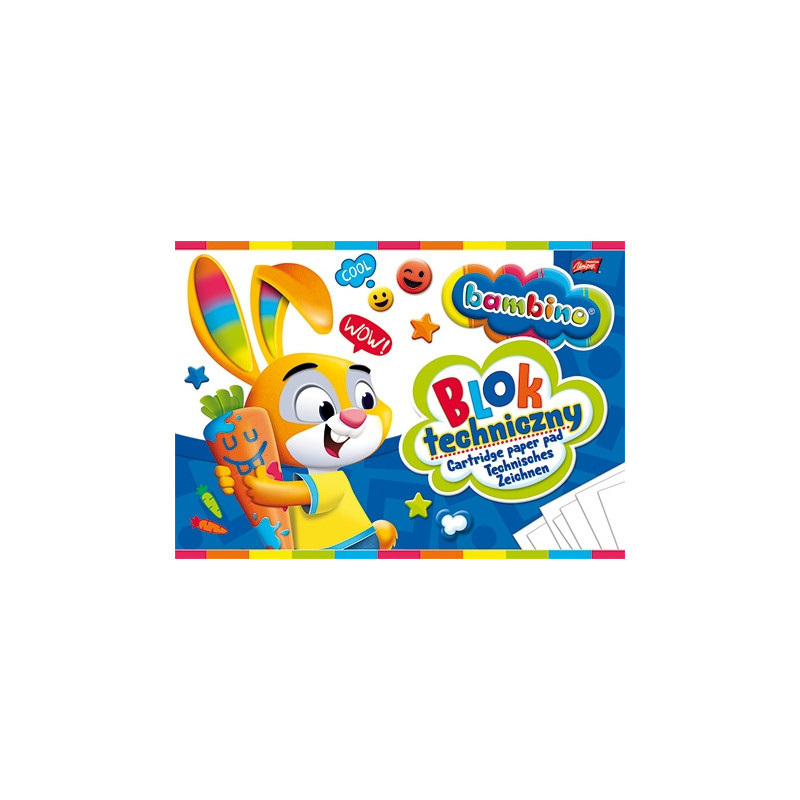Blok techniczny szkolny A4 biały 10 kartek 190g BAMBINO