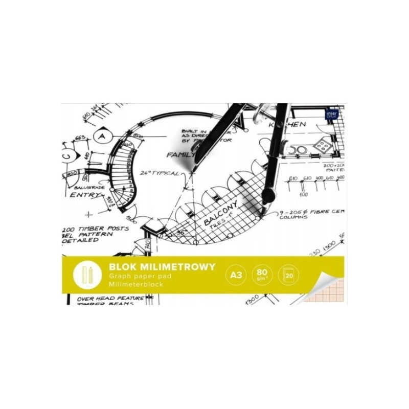 Blok milimetrowy A3 20k 80g INTERDRUK