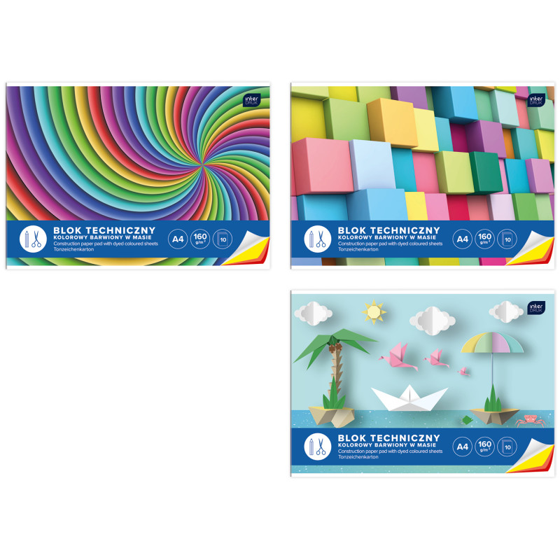 Blok techniczny kolorowy A4 10k INTERDRUK