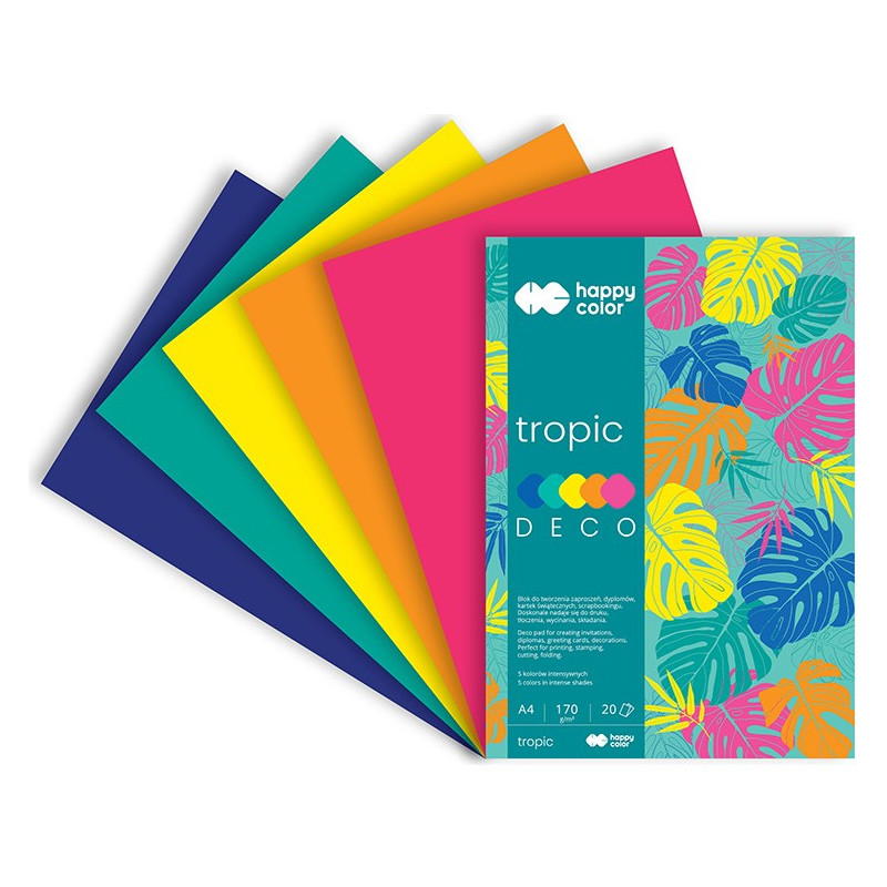 Blok DECO TROPIC A4 20k 170g 5 kolorów HA 3817 2030 HAPPY COLOR