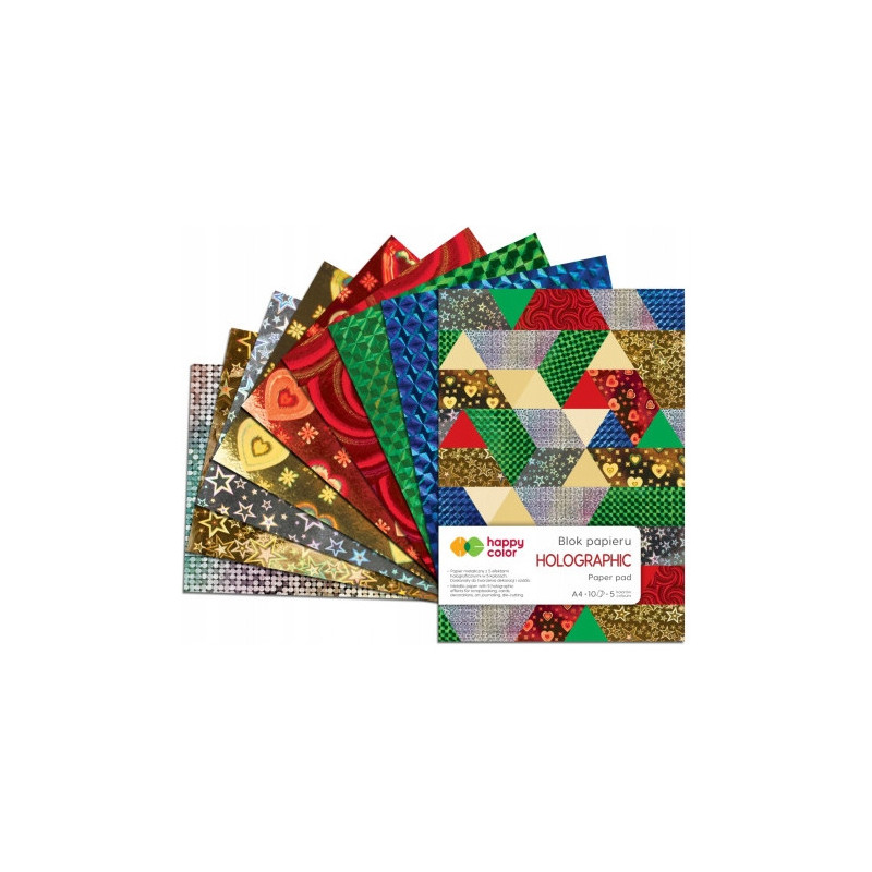 Blok HOLOGRAPHIC A5 10k 70g 5 kolorów 5 motywów HA 3807 1520-HO HAPPY COLOR