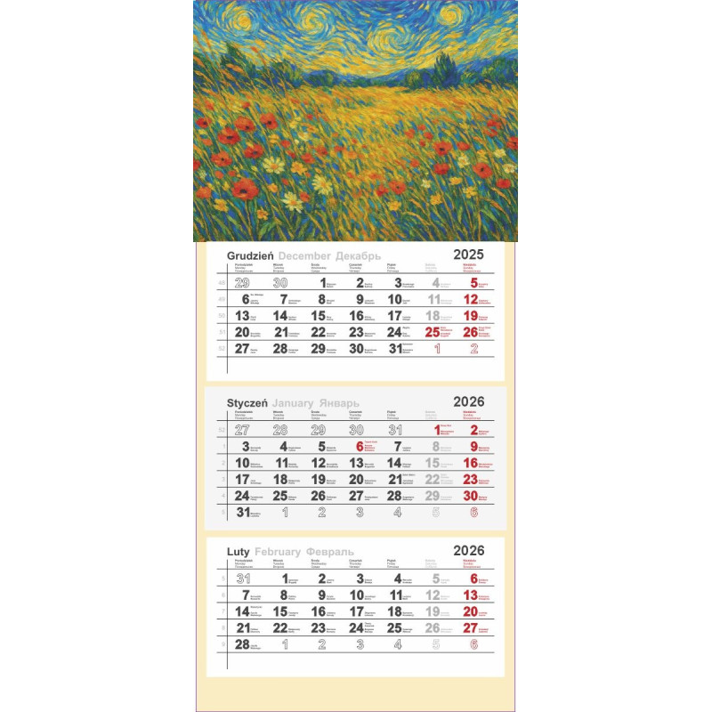 Kalendarz trójdzielny 2026 0905-99 Panta Plast