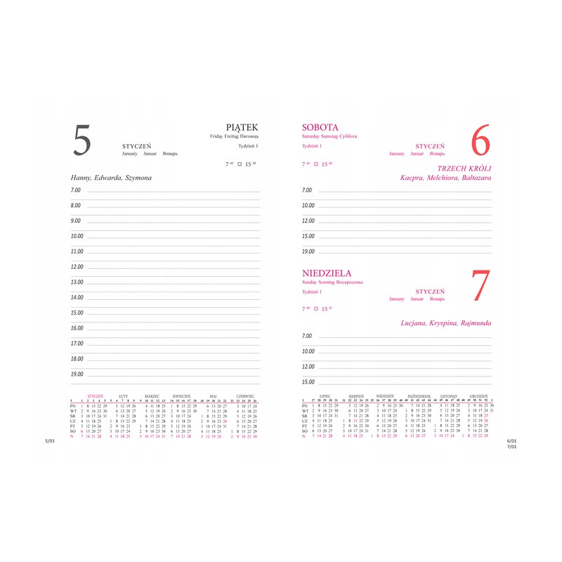 Terminarz A5 dzienny K1 bordowy oprawa twarda BESKIDY