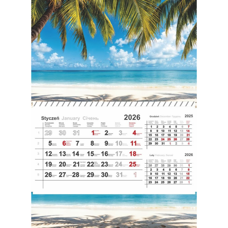 Kalendarz jednodzielny na spirali 2026 0405-0904-99 Panta Plast