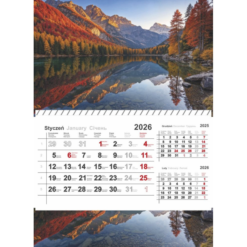 Kalendarz jednodzielny na spirali 2026 0405-0904-99 Panta Plast