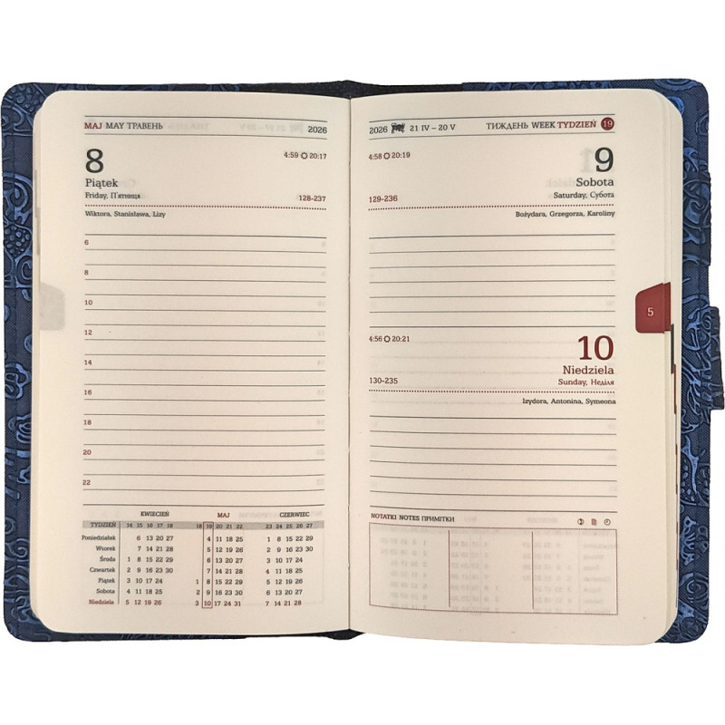 Kalendarz B6 dzienny z zapięciem 2026 ekoskóra brązowy 0405-0934-11 Panta Plast