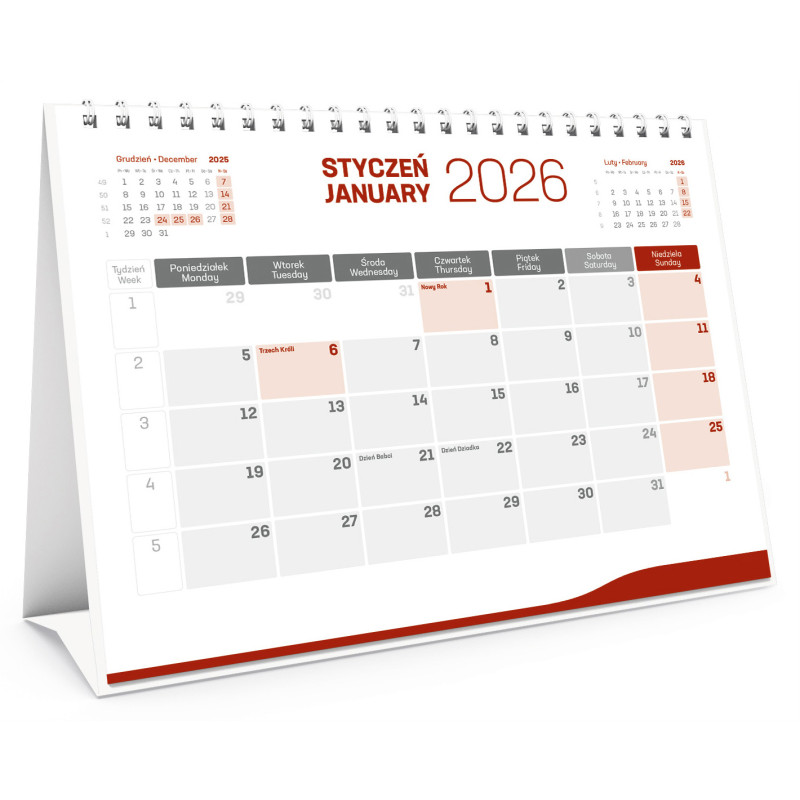 Kalendarz stojący miesięczny 2026 KB034B Wokół Nas