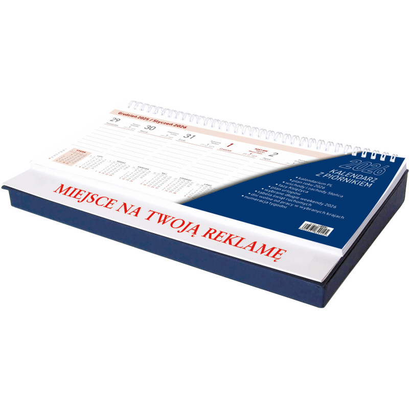 Kalendarz leżący z piórnikiem GRANATOWY KB033B Wokół Nas