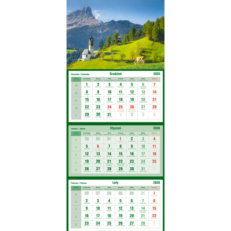 Kalendarz trójdzielny KAPLICZKA T-105T-06 Michalczyk i Prokop