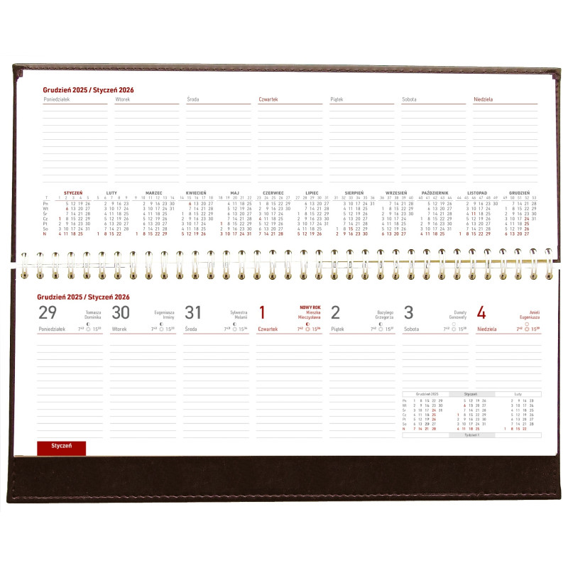 Terminarz leżący Vivella 2026 czarny KB047VB Wokół Nas