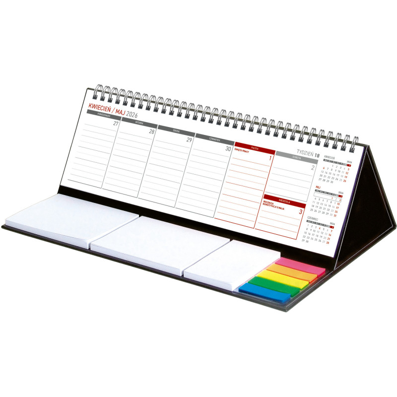 Kalendarz z notesem MAXI tygodniowy spiralowy czarny 2026 KB042B Wokół Nas