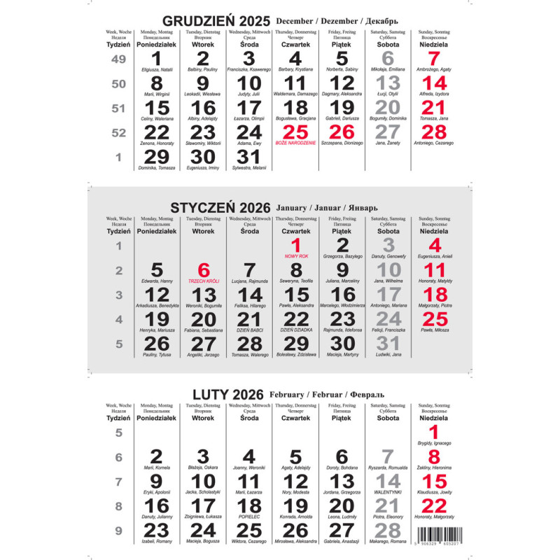 Kalendarz trójdzielny T2 BESKIDY