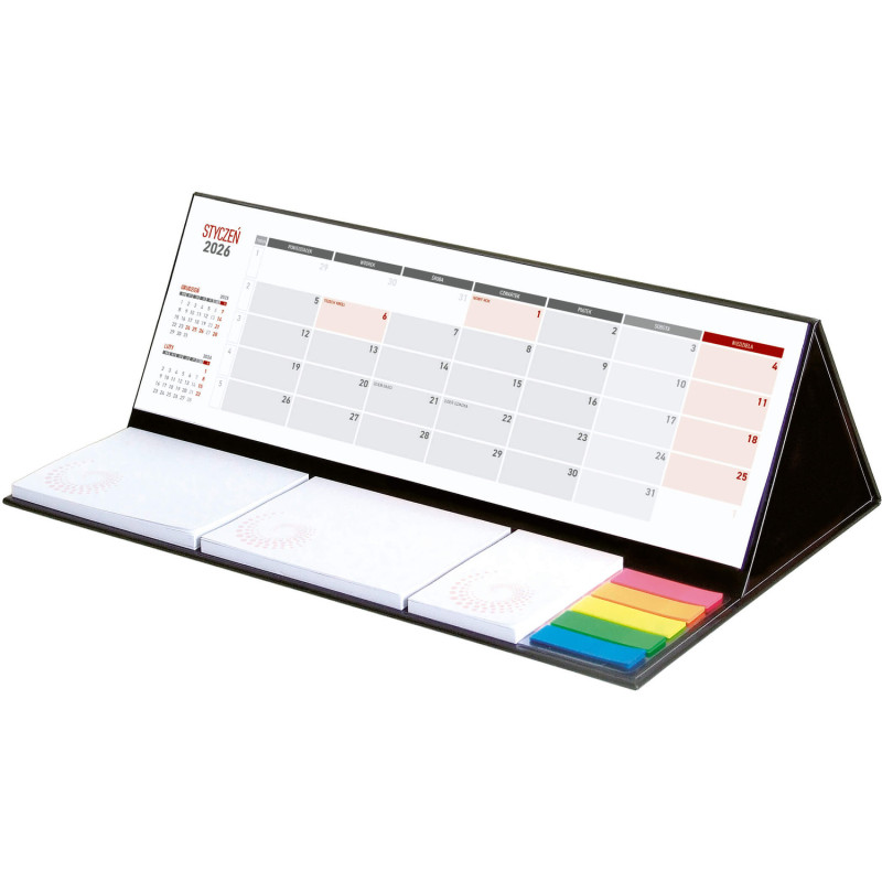 Kalendarz z notesem MAXI miesięczny czarny 2026 KB062B Wokół Nas