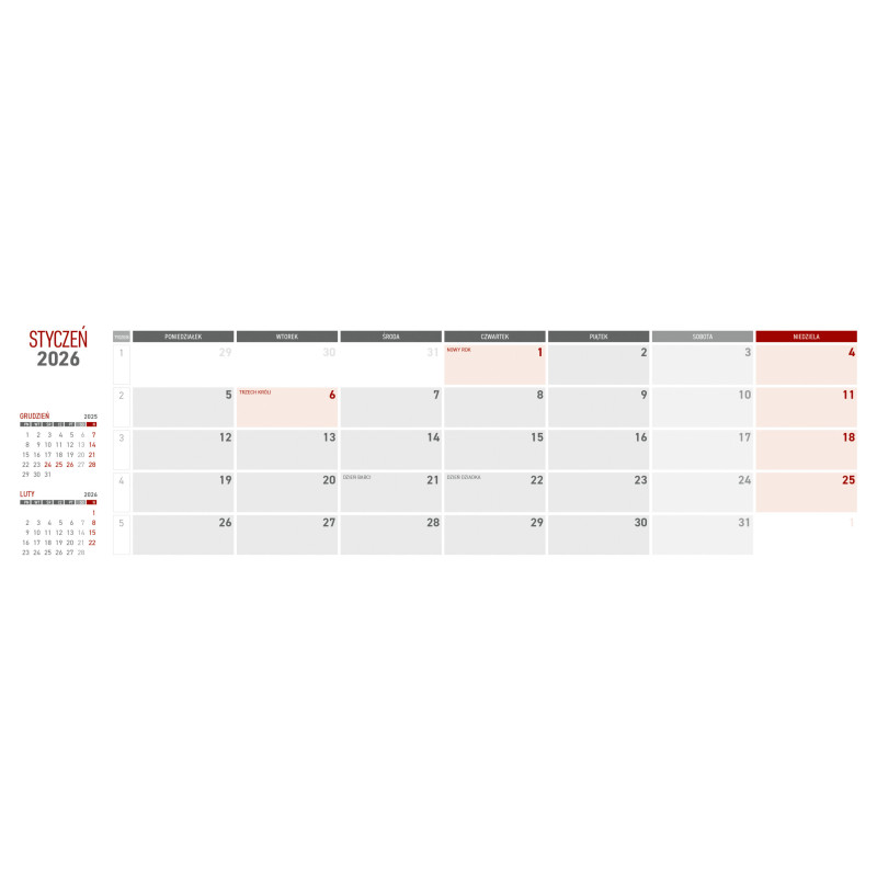 Kalendarz z notesem MAXI miesięczny czarny 2026 KB062B Wokół Nas