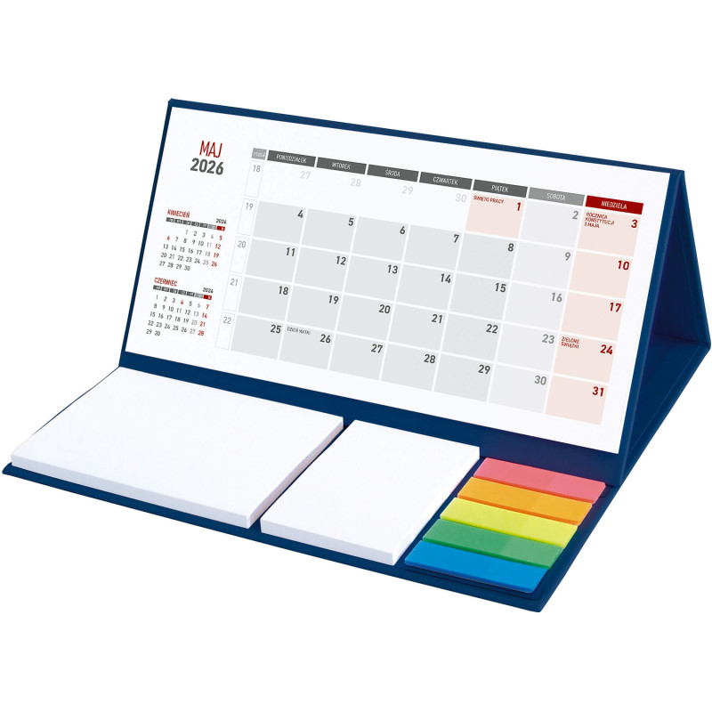 Kalendarz z notesem miesięczny granatowy 2026 KB064B Wokół Nas