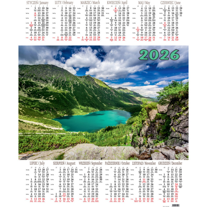Kalendarz jednoplanszowy P1 MORSKIE OKO BESKIDY