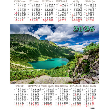 Kalendarz jednoplanszowy P1 MORSKIE OKO BESKIDY