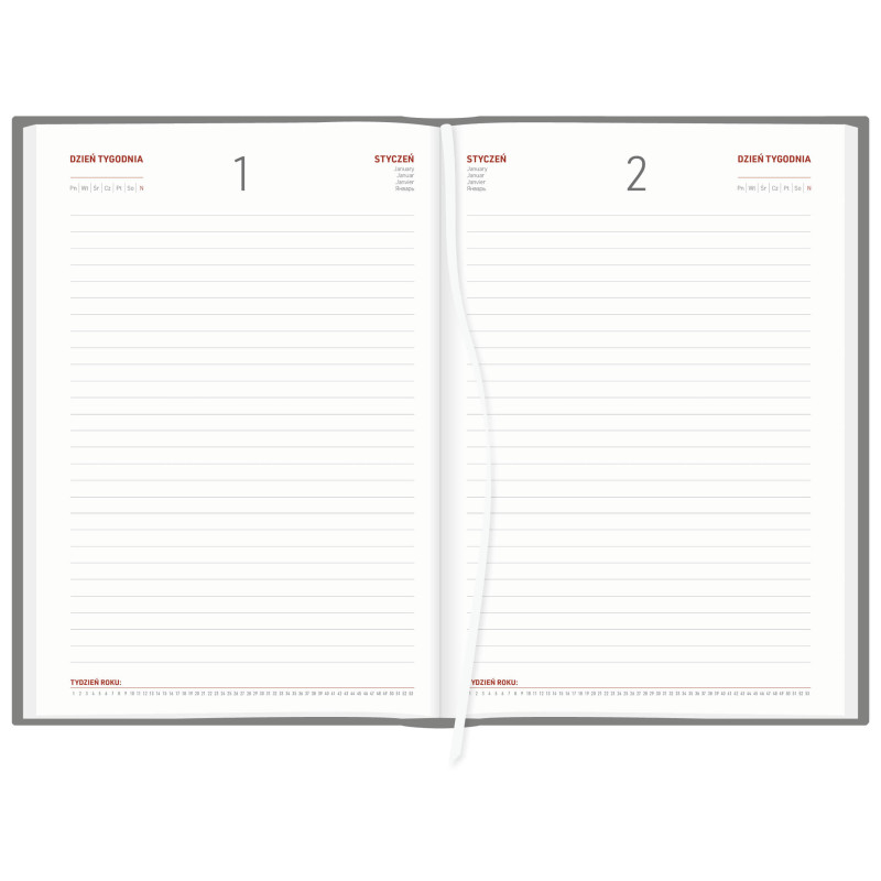 Kalendarz A4 Vivella UNIWERSALNY dzienny p.biały 238 A4DB czarny Wokół Nas