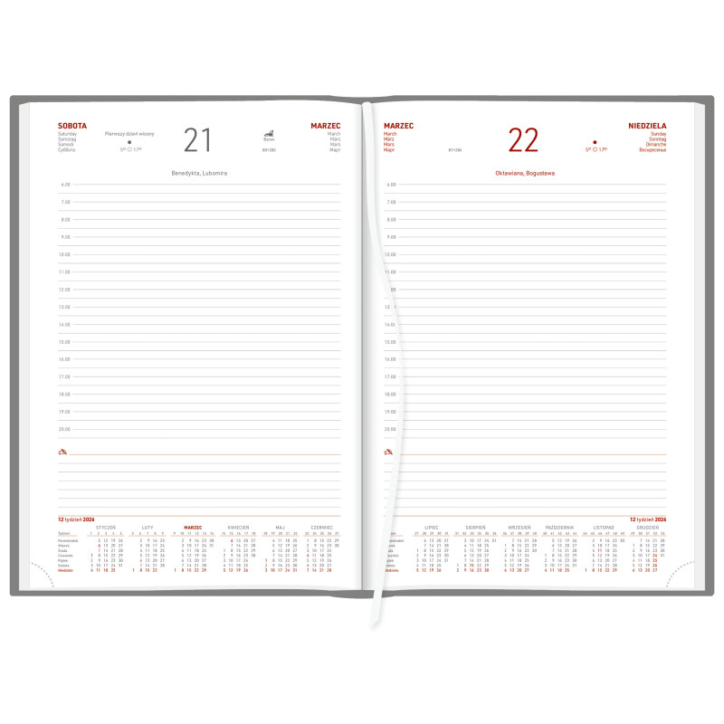 Kalendarz A4 Aluminium STANDARD dzienny p.biały 237 A4DB granatowy Wokół Nas