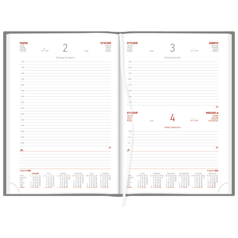 Kalendarz B5 Aluminium STANDARD dzienny p.biały 237 B5DB czarny Wokół Nas
