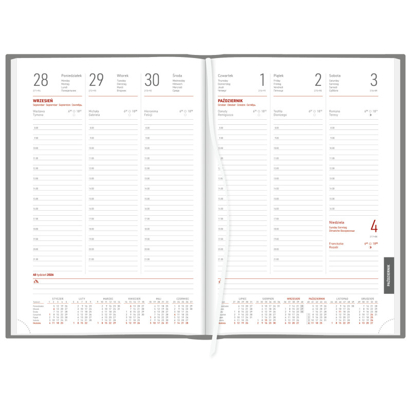 Kalendarz B5 Aluminium STANDARD tygodniowy p.biały 237 B5TB czarny Wokół Nas