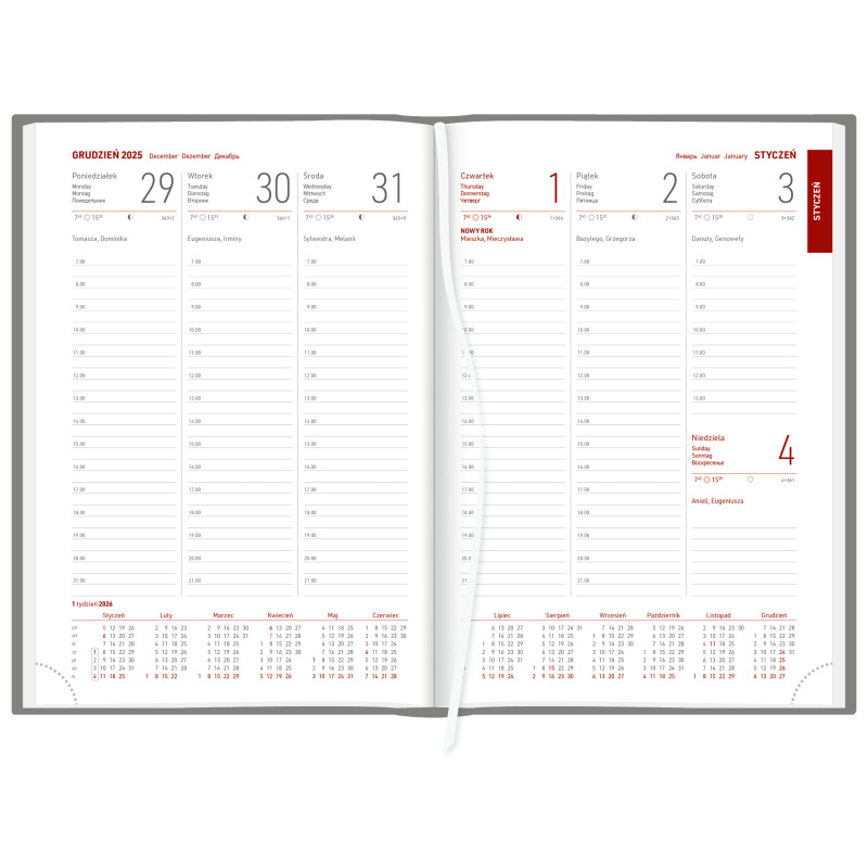 Kalendarz A5 Aluminium STANDARD tygodniowy p.biały 237 A5TB granatowy Wokół Nas