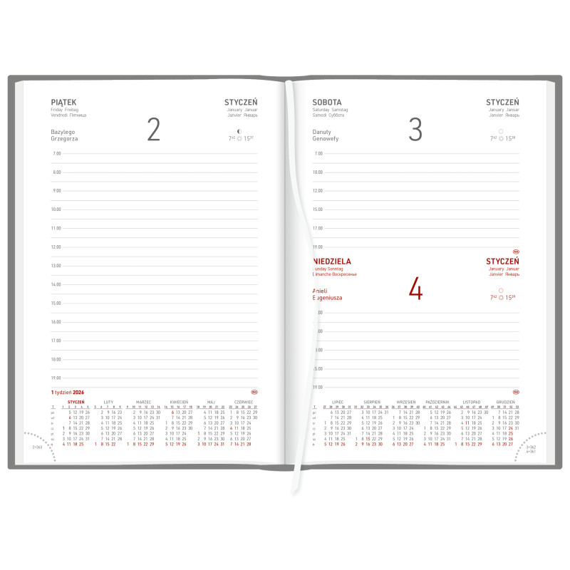 Kalendarz A5 Aluminium STANDARD dzienny p.biały 237 A5DB czarny Wokół Nas