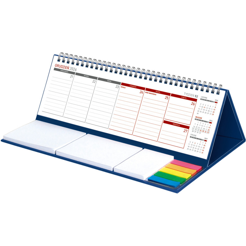 Kalendarz z notesem MAXI tygodniowy spiralowy granatowy 2026 KB042B Wokół Nas