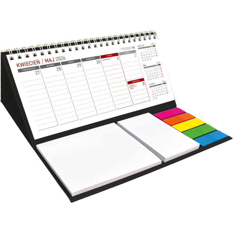 Kalendarz z notesem tygodniowy spiralowy czarny 2026 KB044B Wokół Nas