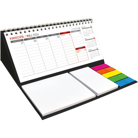 Kalendarz z notesem tygodniowy spiralowy czarny 2026 KB044B Wokół Nas