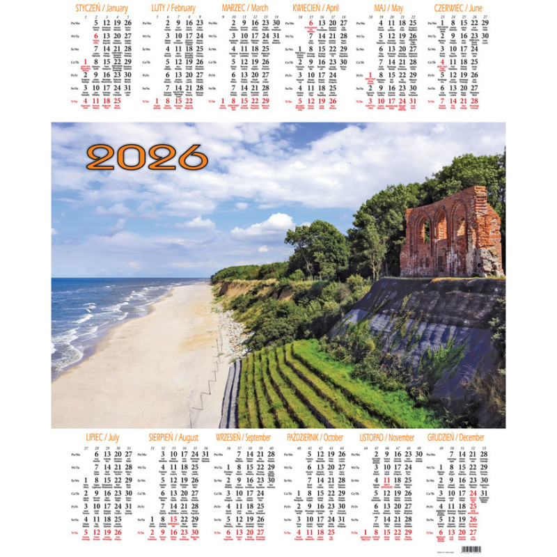 Kalendarz jednoplanszowy P3 BAŁTYK BESKIDY