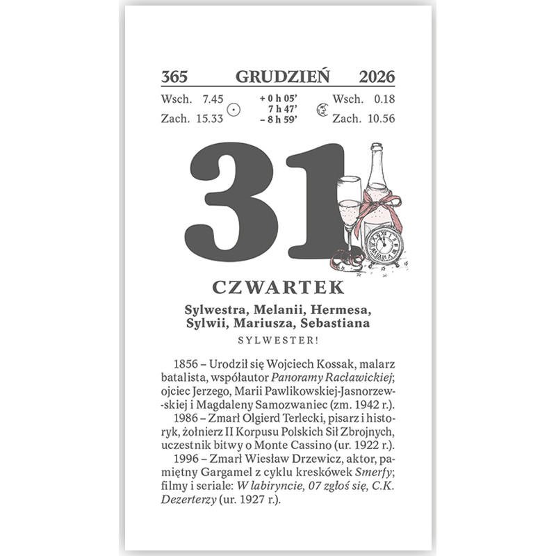 Kalendarz RODZINNY Z1 zdzierak 76x135mm 2026 TELEGRAPH