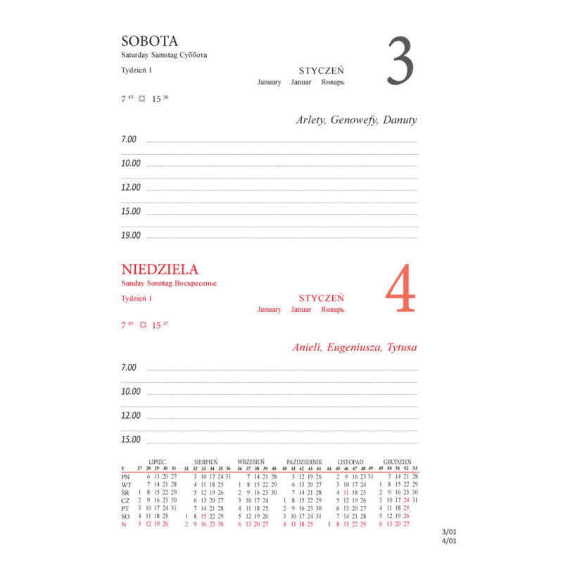 Terminarz A5 dzienny, okładka skóropodobna - tłoczone szycie K6 BESKIDY