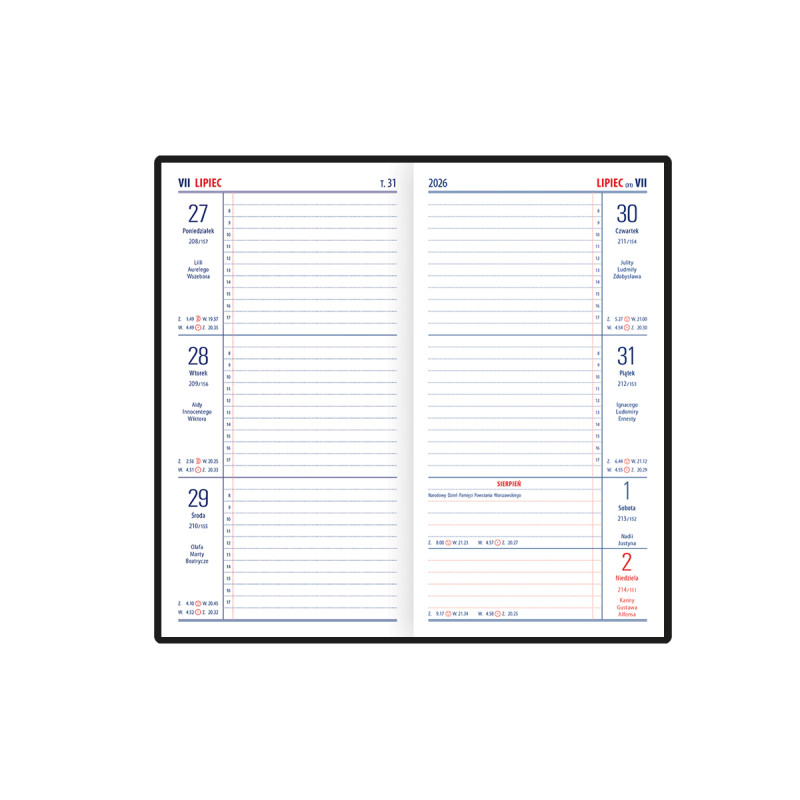Kalendarz TENORIS IMPRESS notesowy (N2) 102 x 193 mm 2026 TELEGRAPH
