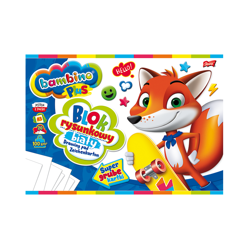 Blok rysunkowy A3 biały 100g. 20kartek BAMBINO