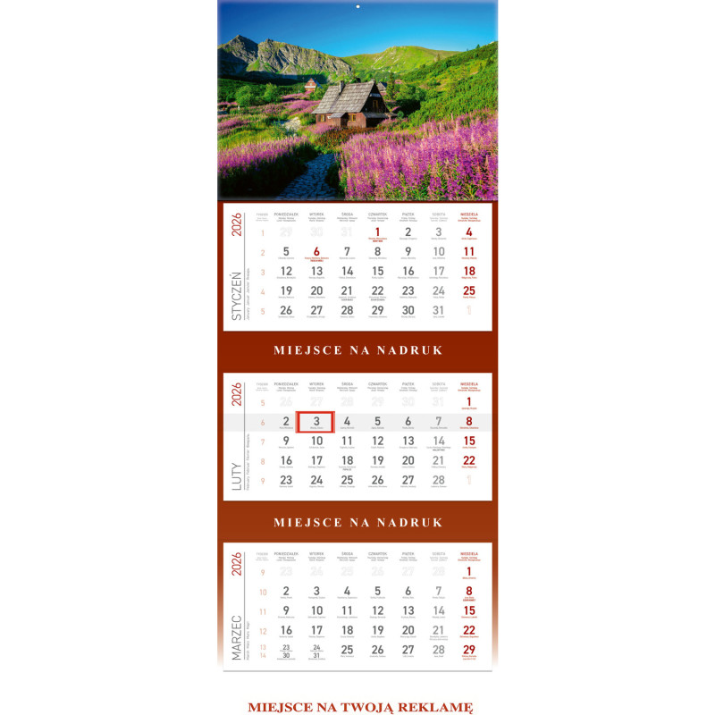 Kalendarz trójdzielny KS055B -HALA GĄSIENICOWA