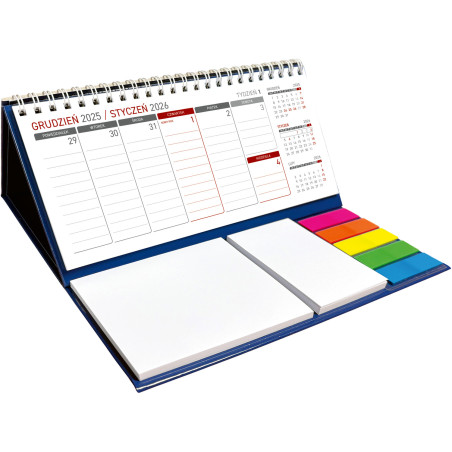 Kalendarz z notesem tygodniowy spiralowy granatowy 2026 KB044B Wokół Nas