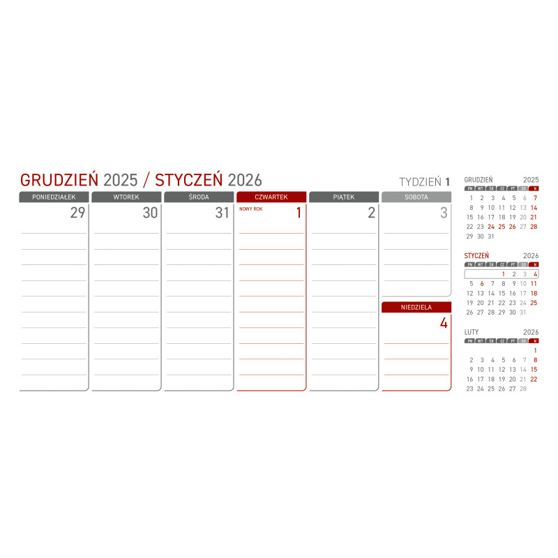 Kalendarz z notesem tygodniowy spiralowy granatowy 2026 KB044B Wokół Nas