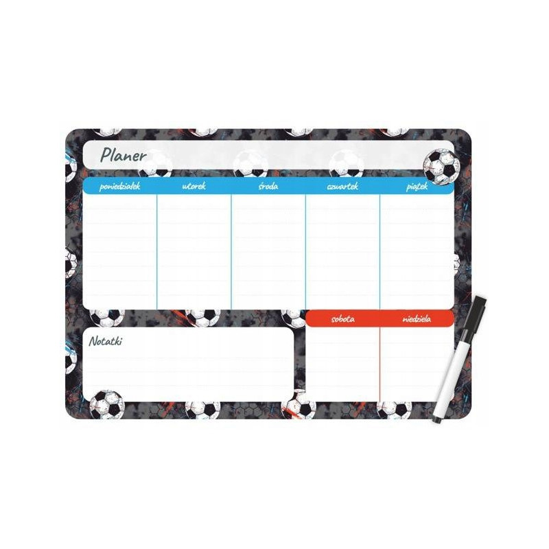 Planer magnetyczny na lodówkę Plan lekcji 35x25cm tygodniowy + marker PM-02-02 BIURFOL