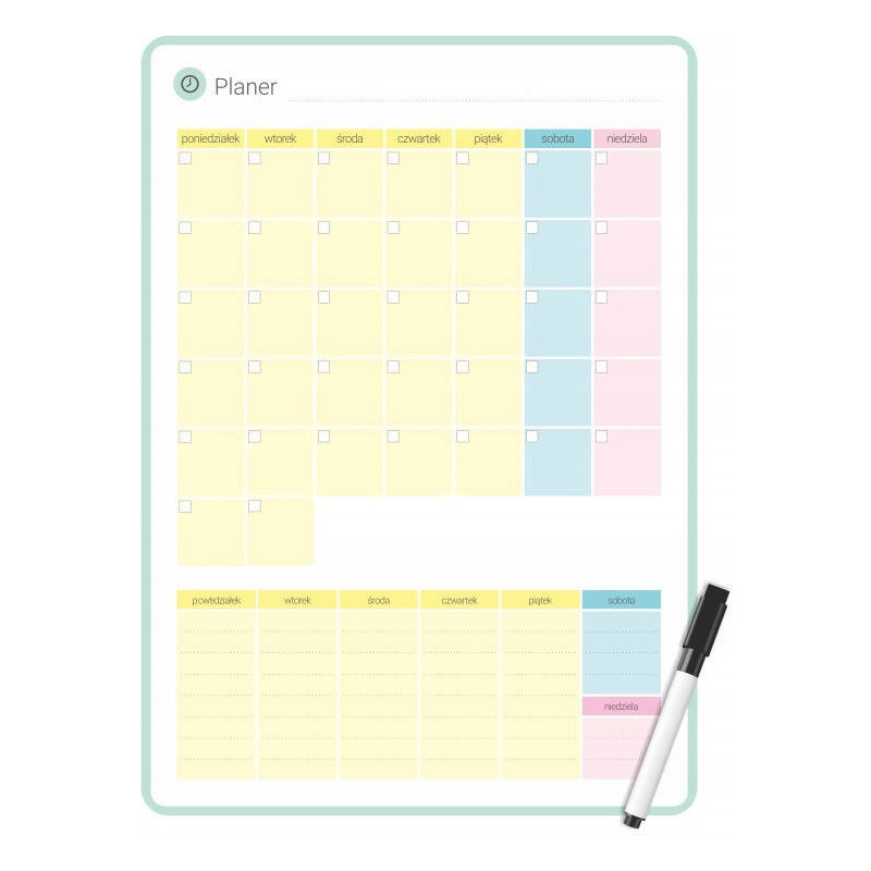 Planer magnetyczny na lodówkę 25x35cm miesięczny + marker PMP-01-01 BIURFOL