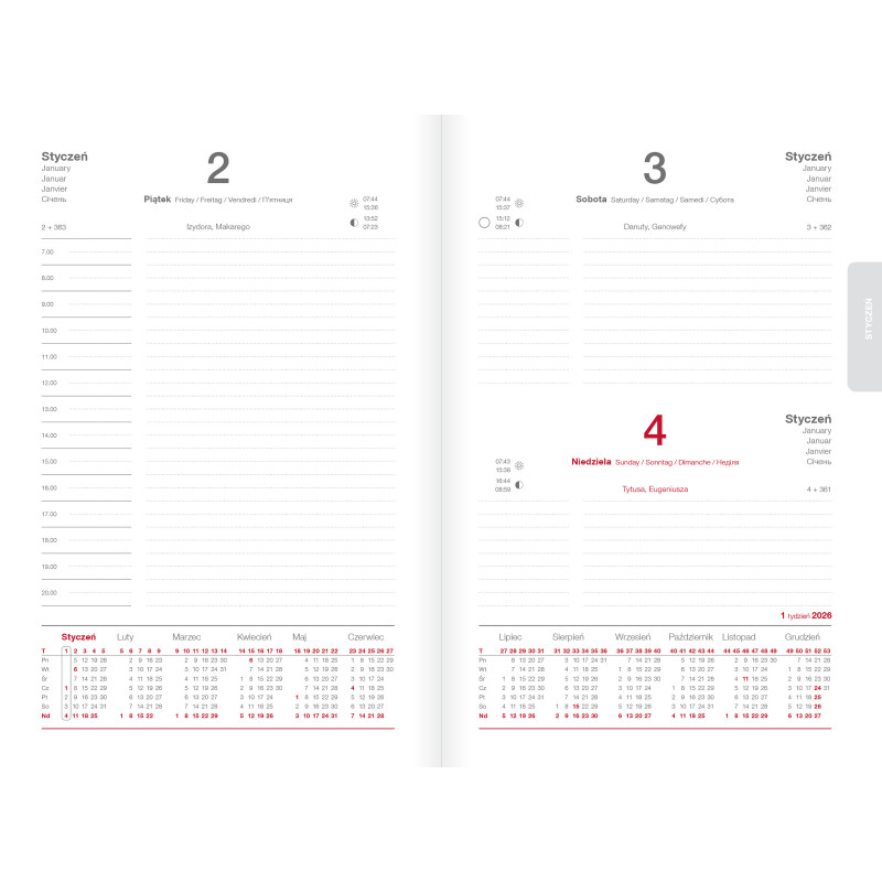 Kalendarz A5 dzienny czarny BASIC 2026r 400204119 TOP 2000