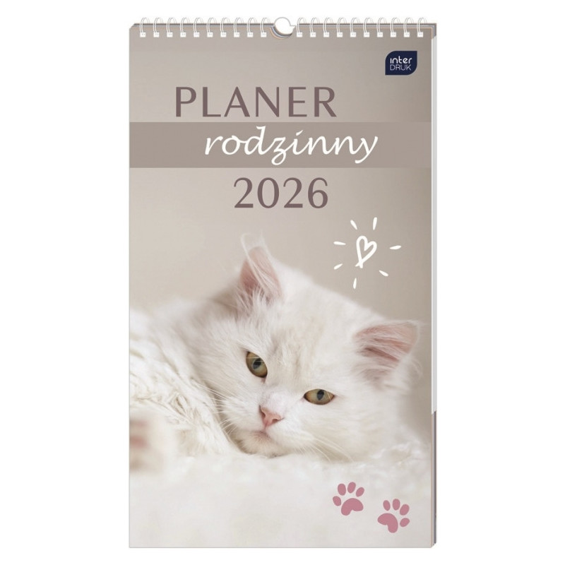 Kalendarz planer rodzinny 2026 25x43 Zwierzaki INTERDRUK