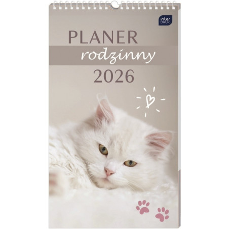 Kalendarz planer rodzinny 2026 25x43 Zwierzaki INTERDRUK